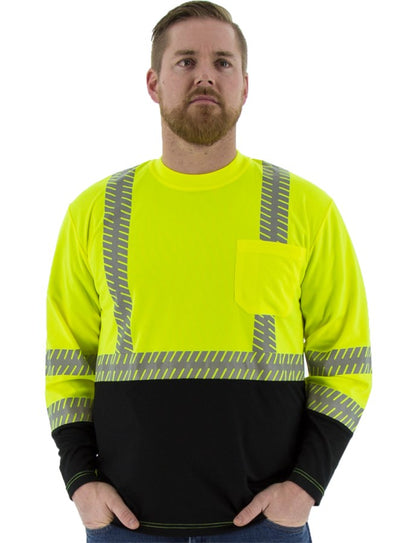 High visibility long sleeve shirt with reflective chainsaw Striping, ANSI 2, R