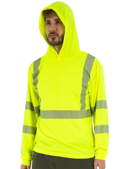 Lightweight High Visibility Hooded Long Sleeve UPF, Class 3