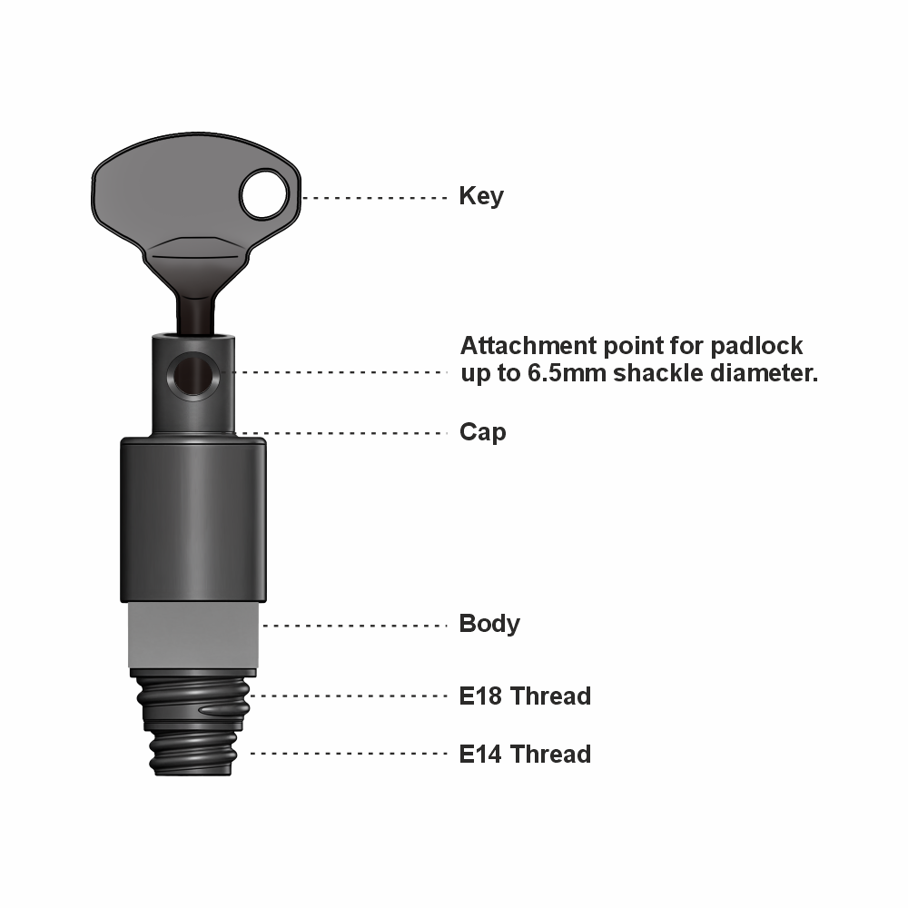 ZING Round/Bottle Fuse Holder Lockout, E14 Or E18 - official Zing product image 2