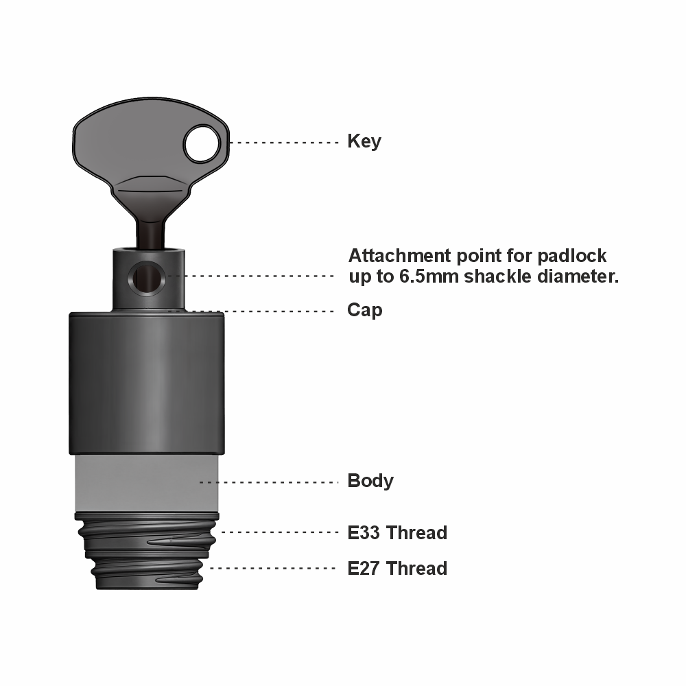 ZING Round/Bottle Fuse Holder Lockout, E27 Or E33 - official Zing product image 2