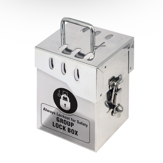 ZING Group Lockout Box, Mini, Stainless Steel, Polycarbonate Sides, 7 Lock - official Zing product image 1