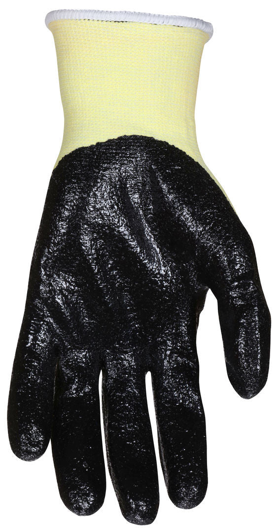 9693 - MCR Safety CutPro® - 15 Gauge Stretch DuPont™ Kevlar® Aramid Shell - Cut Resistant Work Gloves - Black Textured Nitrile Coated Palm and Fingertips - Improves Gripping Power