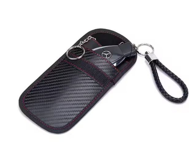 RFID Blocking/Faraday Key Pouch shown with keys