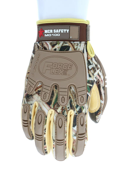 MO100 - ForceFlex® Mechanics Work Gloves - Shadow Grass® Blades® Pattern - Camo Gloves - Breathable Back - Palm Reinforced with D3O® - TPR on Back of Hand for Impact Resistance - Popular Mossy Oak® Camouflage Pattern