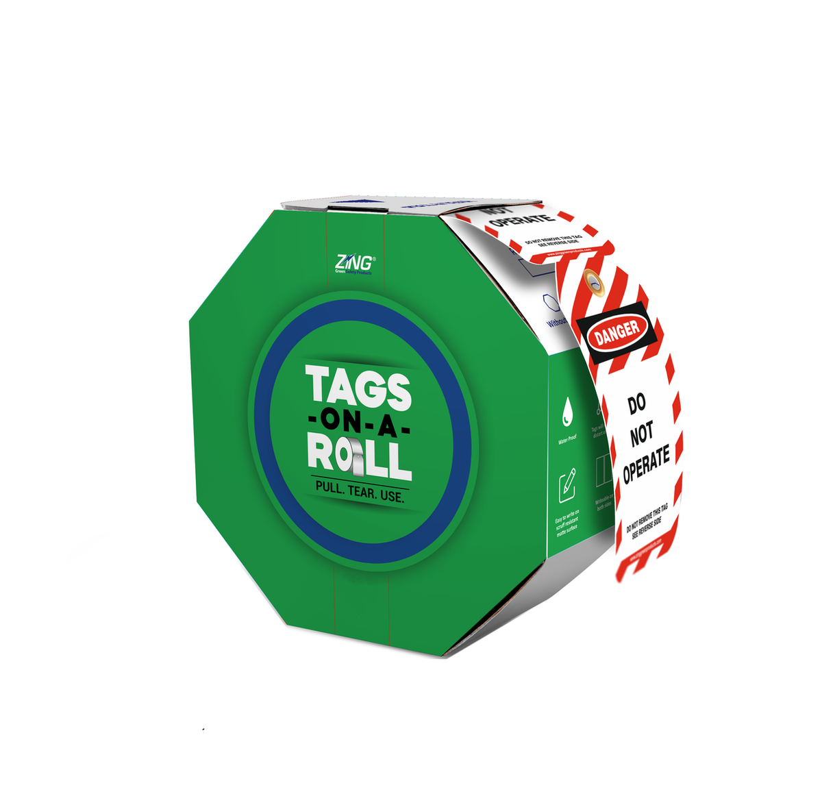 Lockout Safety Tag Dispensers - 100 Grommeted Tags on a Roll #7868 - official Zing product image 1
