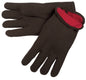 Brown Jersey Work Gloves, Cotton-Polyester Blend, Red Fleece Lined