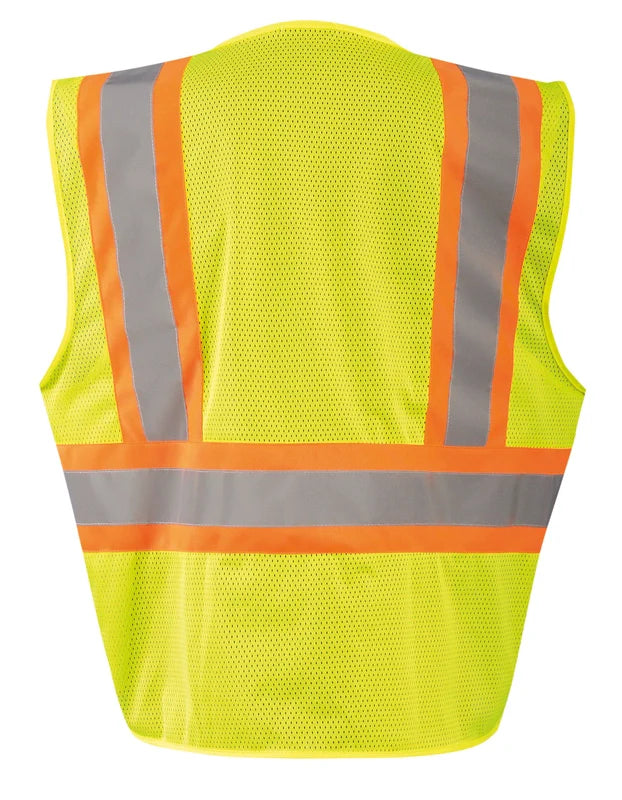 Mesh Two-Tone 3-Pocket Vest W/Zipper