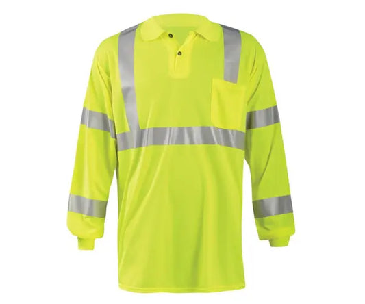 Occunomix Wicking & Cooling Birdseye Polo Long Sleeve Class 3 T-Shirt Hi-Vis Shirts Orange S model LUX-LSPP3B-OS