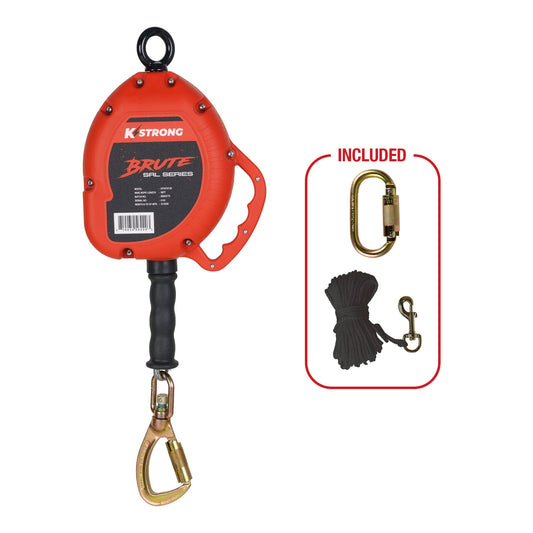 KStrong® BRUTE™ 30 ft. Galvanized Steel Cable SRL with Load Indicating Swivel Locking Carabiner. Includes Installation Carabiner and Tagline (ANSI)
