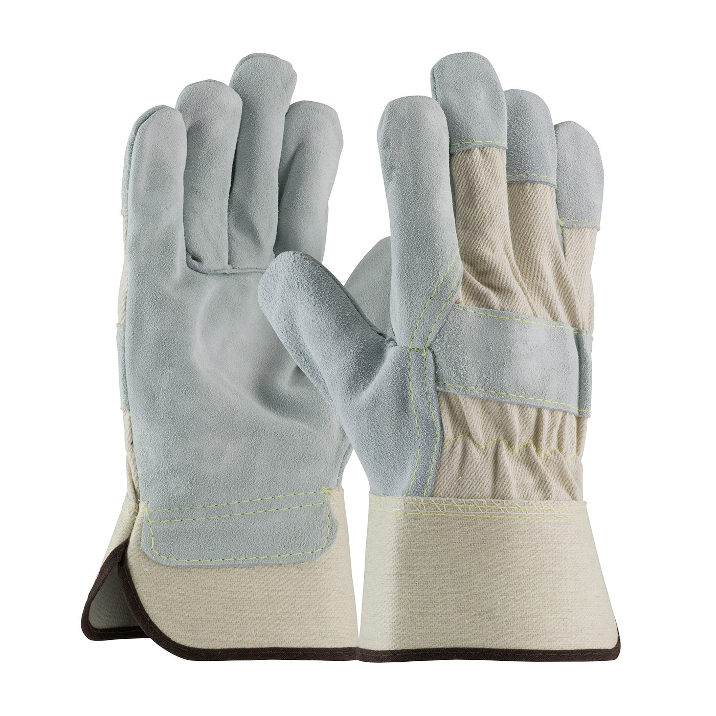 PIP 80-8800 – Heavy Premium Split Cowhide Leather Palm Glove with Canvas Back and Aramid Stitching - Rubberized Safety Cuff
