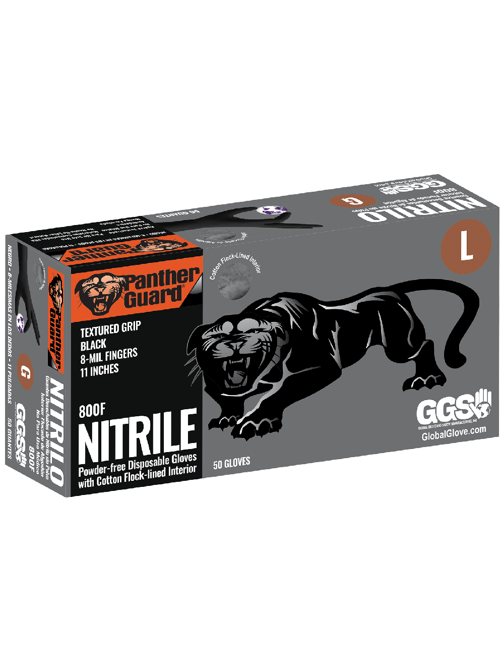 Panther-Guard® - 800F - Disposable Gloves - nitrile coating - black