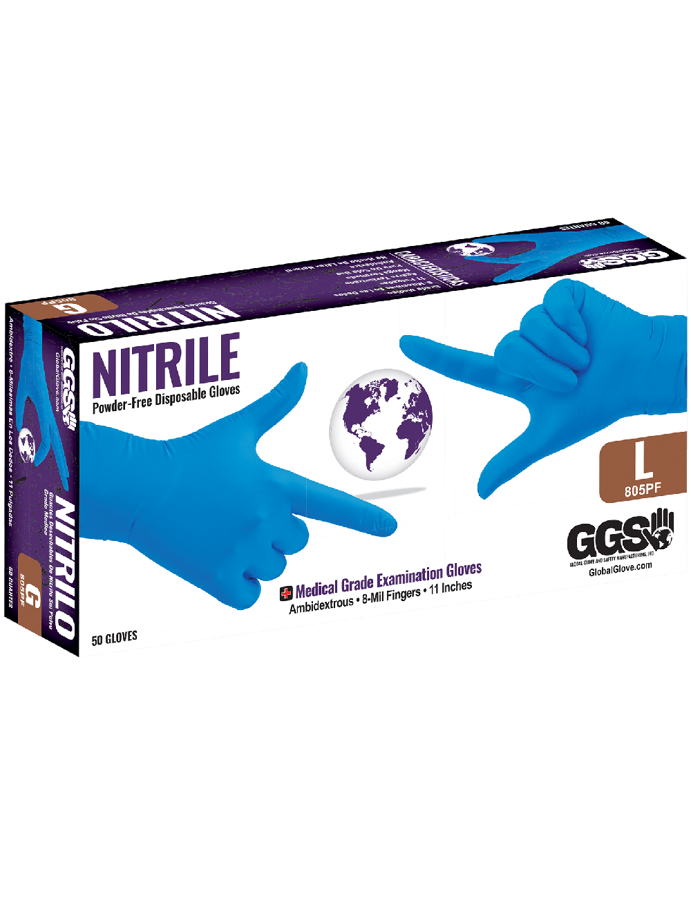 Global Glove - 805PF - Disposable Gloves - nitrile coating - blue