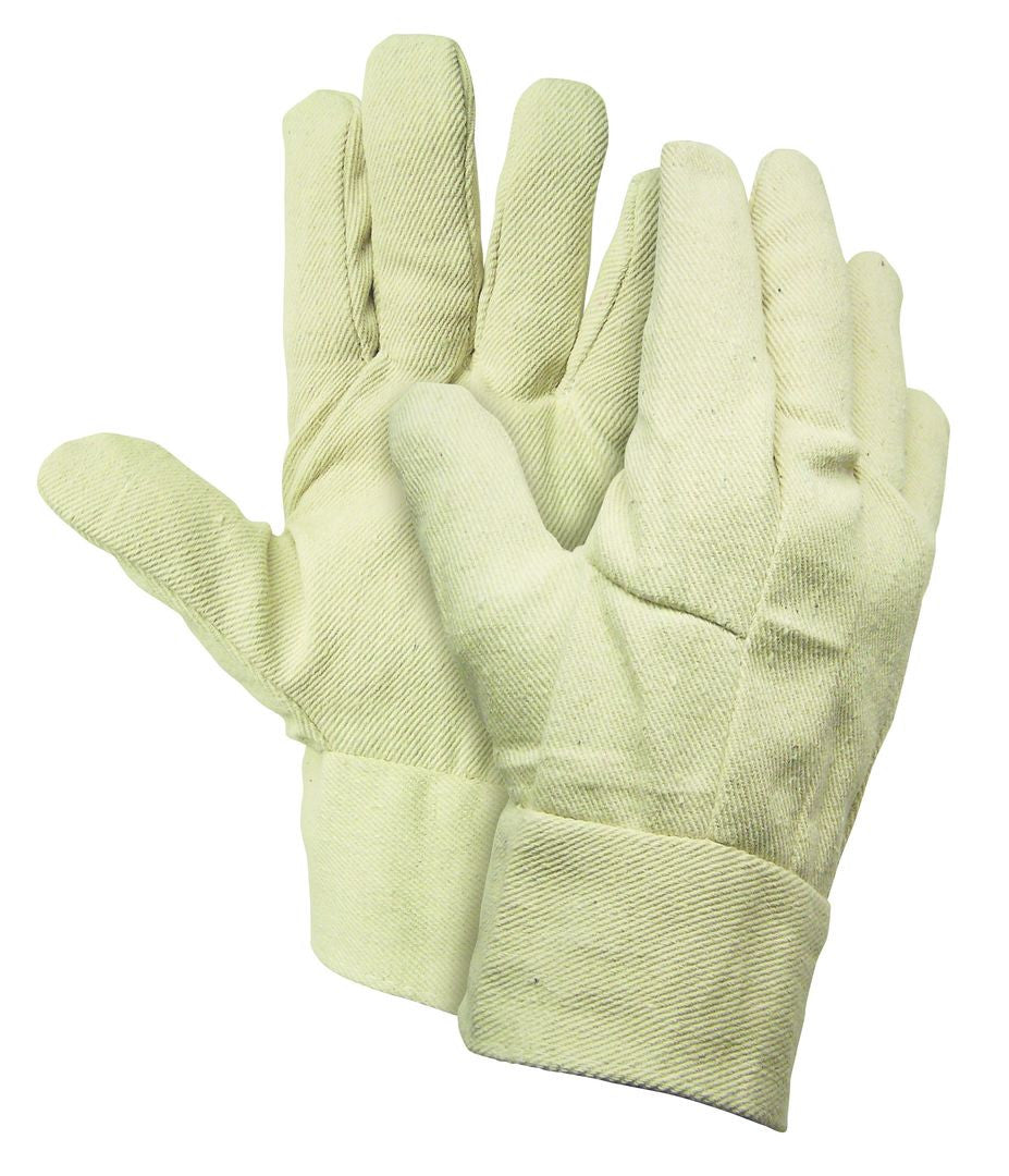 Canvas Work Gloves, 8 oz Cotton Blend, Wing Thumb, Band Top Cuff