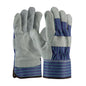 PIP 82-7563 – Superior Grade Split Cowhide Leather Palm Glove with Fabric Back - Rubberized Safety Cuff