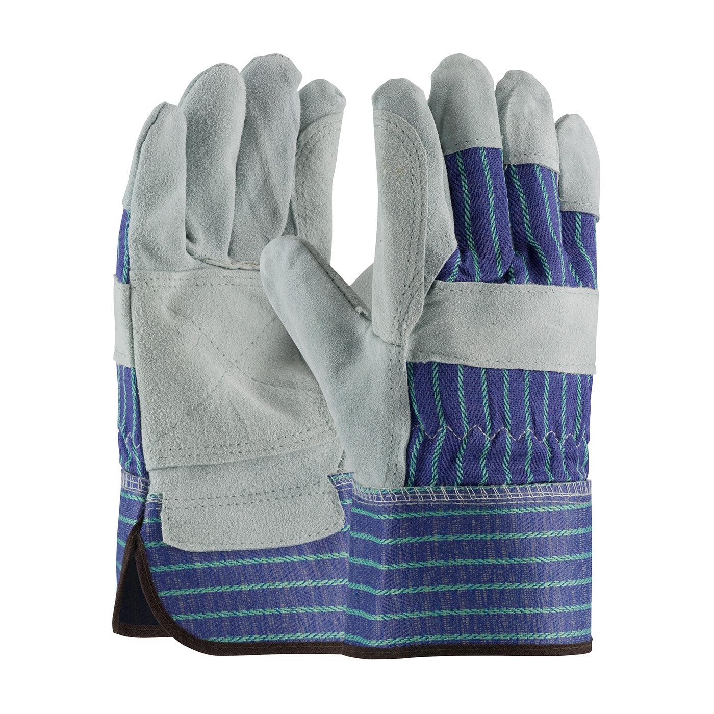 PIP 82-7763 – Superior Grade Split Cowhide Leather Double Palm Glove with Fabric Back - Rubberized Safety Cuff