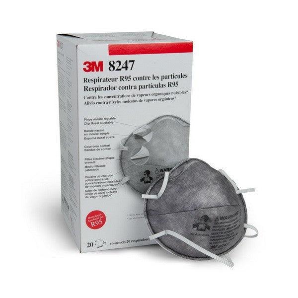 3M™ Particulate Respirator 8247, R95, with Nuisance Level Organic Vapor Relief 20 EA / BX