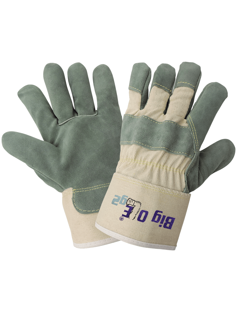 Big Ole® - 2000 - Leather Palm Gloves - rubber coating - green