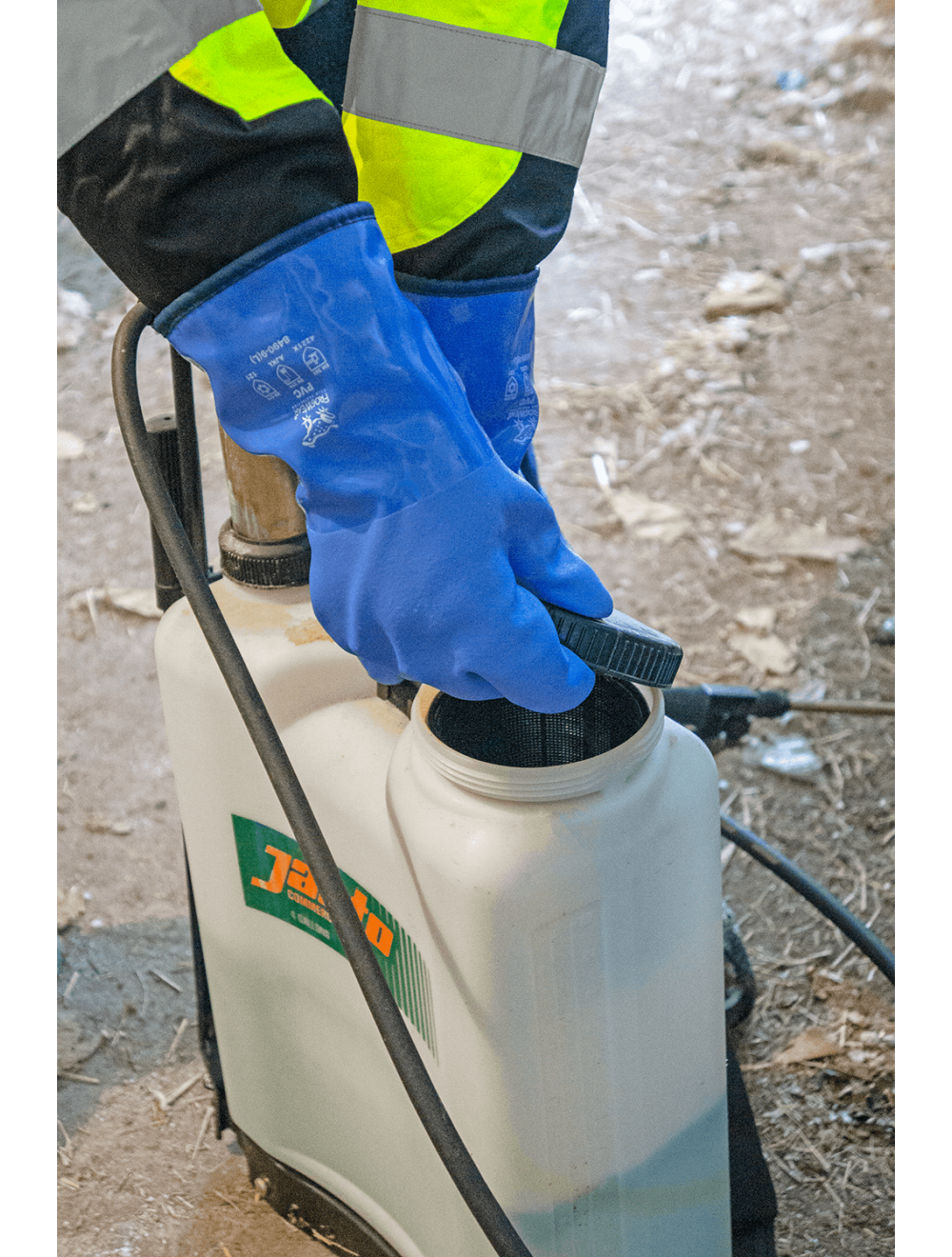 FrogWear® - 8490 - Chemical Handling Gloves - pvc coating - blue