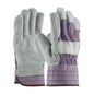 PIP 85-7500SC – Industry Grade Split Cowhide Leather Palm Glove with Fabric Back - Starched Safety Cuff