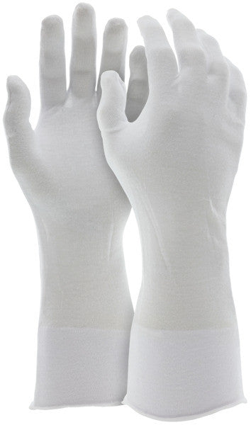 Cotton Lisle Inspector Gloves, 14-Inch, Reversible, Unhemmed