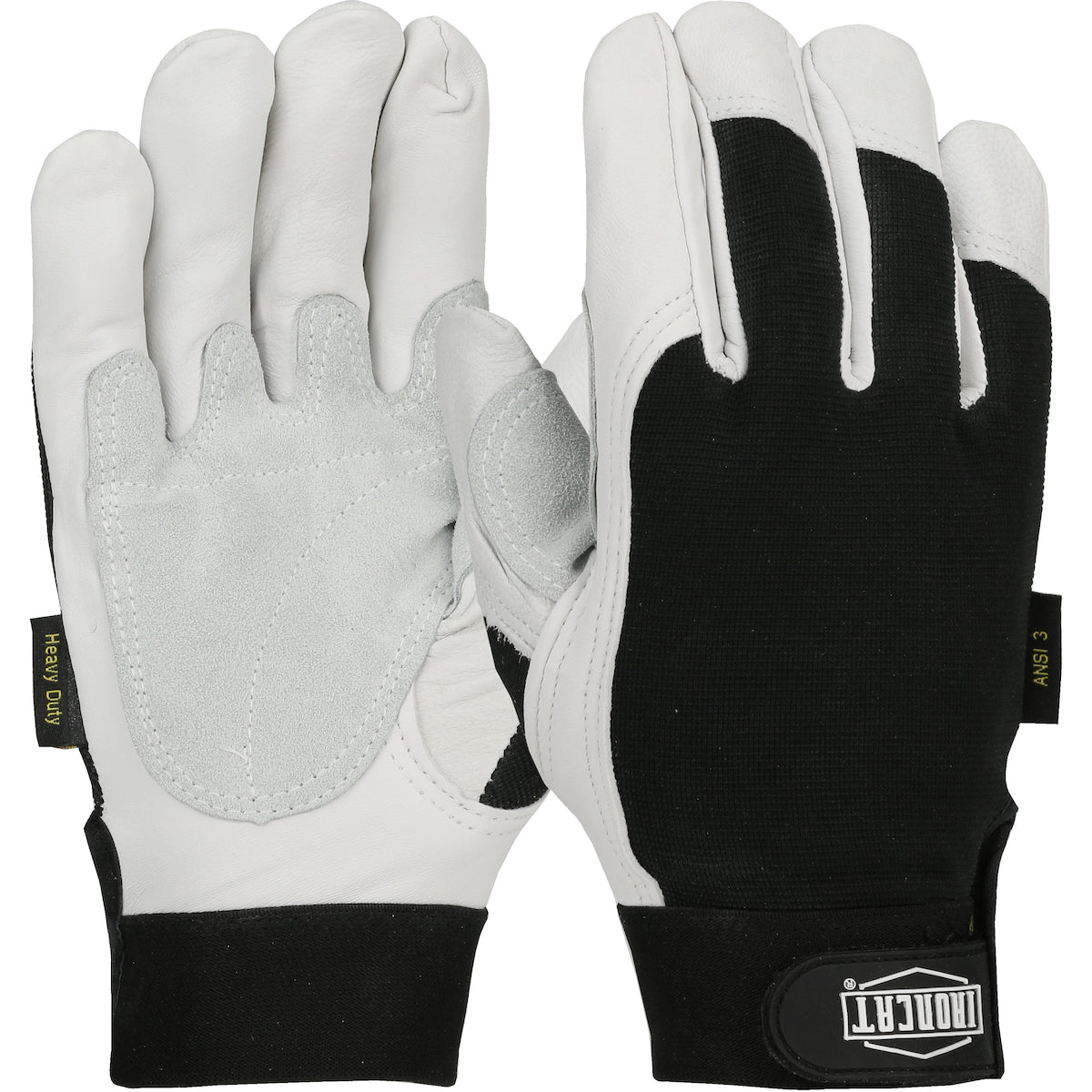 Ironcat® Heavy Duty Top Grain Goatskin Leather Glove with Spandex Back and Reinforced Palm - Kevlar® Cut Lining