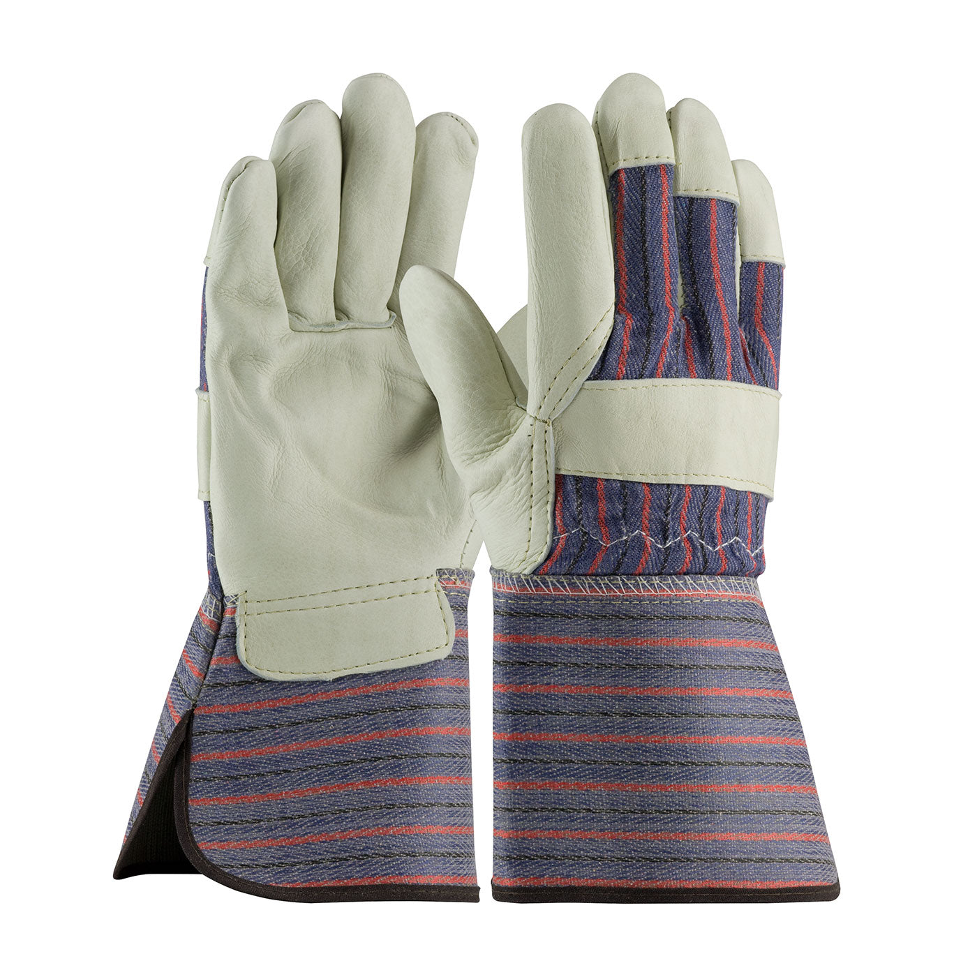 PIP 87-1663 – Regular Grade Top Grain Cowhide Leather Palm Glove with Fabric Back - Rubberized Gauntlet Cuff