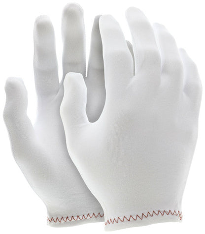 Stretch Nylon Inspector Gloves, Reversible, Hemmed, Low Lint