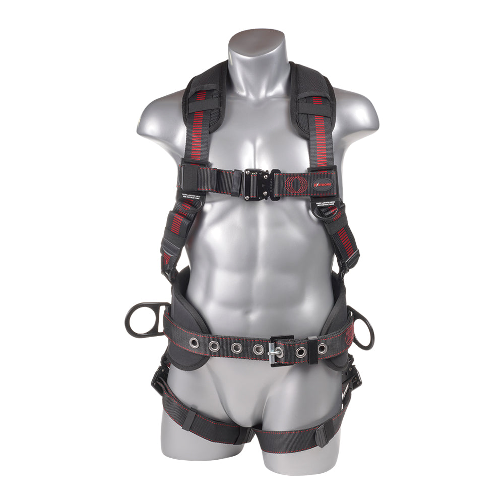 KStrong® Kapture™ Epic+ 5-Point Full Body Harness, Waist Pad w/ Removable Tool Belt, Back/Shoulder Pad, Enhanced Dorsal D-ring, 2 Side D-rings, QC Chest and Legs – (ANSI)