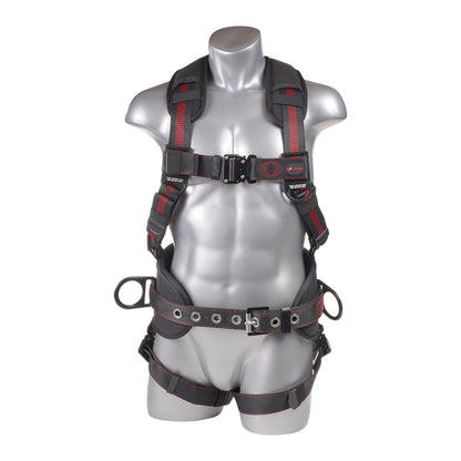 KStrong® Kapture™ Epic+ 5-Point Full Body Harness, Waist Pad w/ Removable Tool Belt, Back/Shoulder Pad, Enhanced Dorsal D-ring, 2 Side D-rings, QC Chest and Legs – (ANSI)