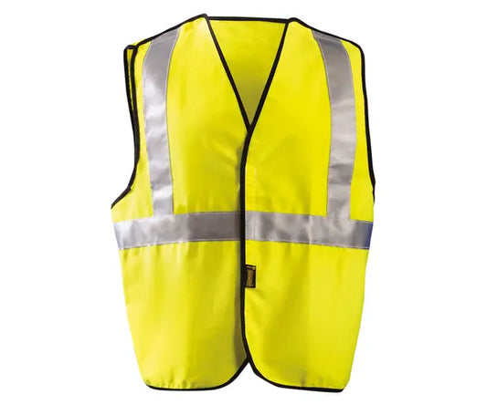 Occunomix Flame Resistant Dual Certified Single Stripe 5-Pt Breakaway Solid Vest Flame Resistant Safety Apparel Yellow S