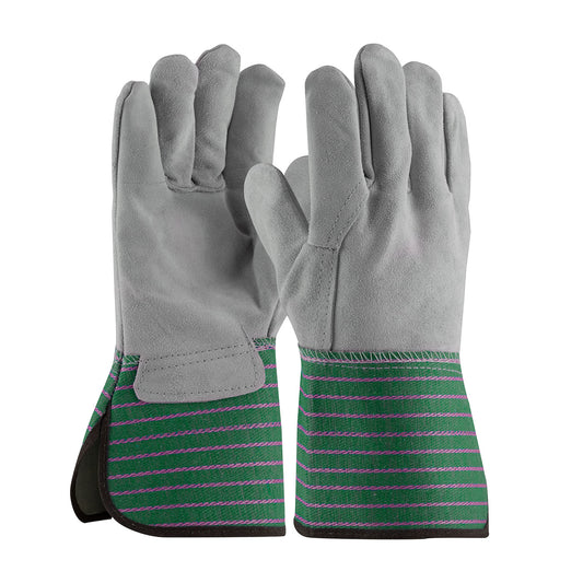 PIP 900-EA – Superior Grade Split Cowhide Leather Palm Glove with Full Leather Back - Rubberized Gauntlet Cuff