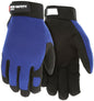 Mechanics Gloves, Clarino Synthetic Leather Palm, Spandex Back, Adjustable Closure