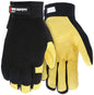 Mechanics Gloves, Grain Deerskin Palm, Spandex Back, Adjustable Closure