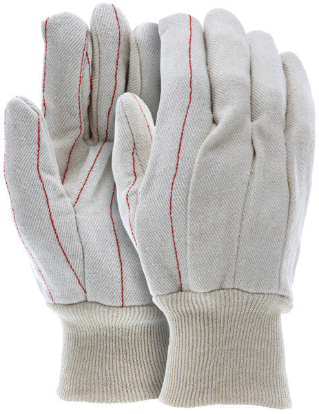 Double Palm Cotton Work Gloves, Nap-In, Knit Wrist, Clute Pattern