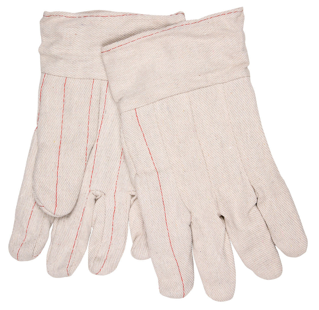 Double Palm Work Gloves, 18 oz Nap-In Cotton/Polyester, Band Top Cuff