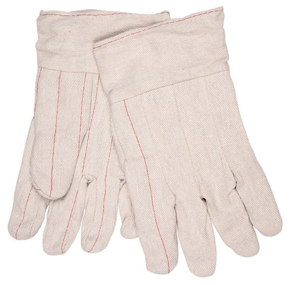Double Palm Work Gloves, 18 oz Nap-In Cotton/Polyester, Band Top Cuff