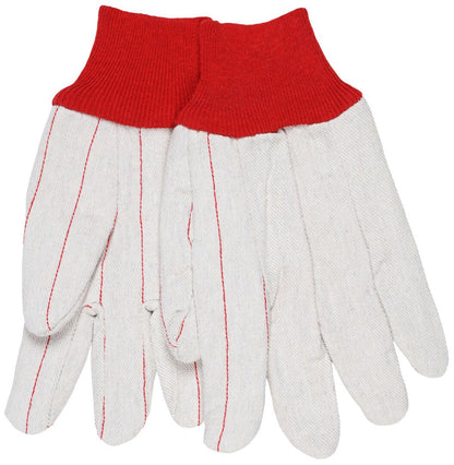 Double Palm Nap-In Canvas Gloves, Cotton/Polyester Blend, Red Knit Wrist