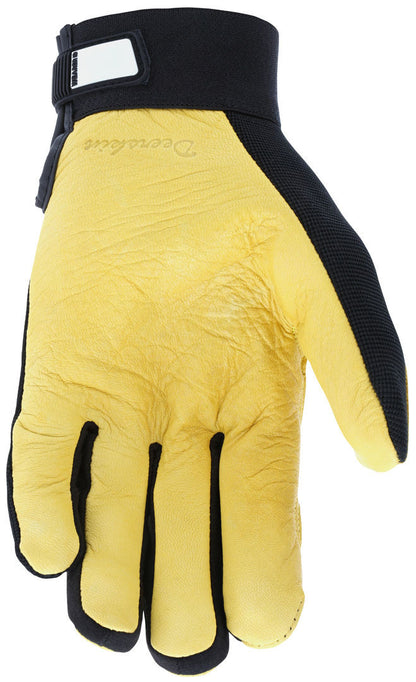 Mechanics Gloves, Grain Deerskin Palm, Spandex Back, Adjustable Closure