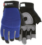 Synthetic Leather Mechanic Gloves, Three-Finger Fingerless, Gel Padded Palm