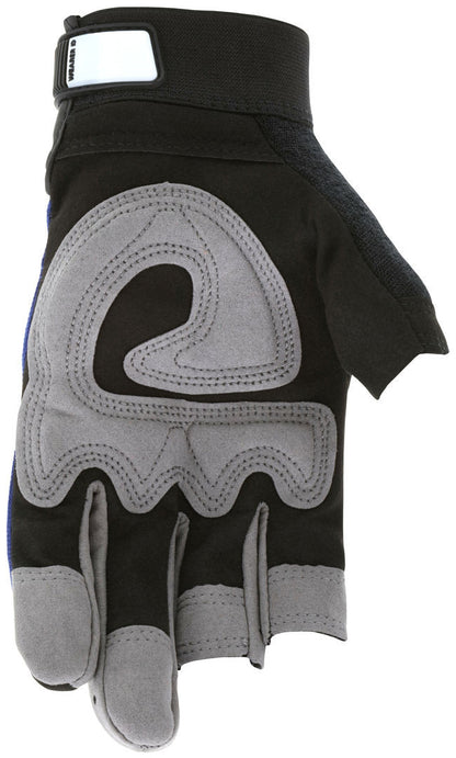 Synthetic Leather Mechanic Gloves, Three-Finger Fingerless, Gel Padded Palm