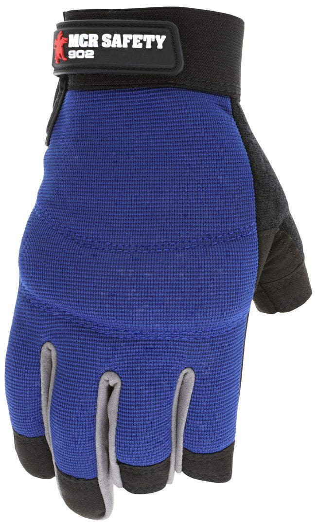 Synthetic Leather Mechanic Gloves, Three-Finger Fingerless, Gel Padded Palm