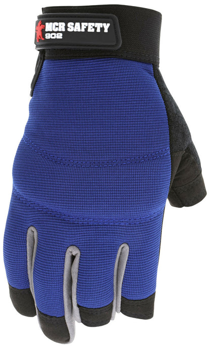 Synthetic Leather Mechanic Gloves, Three-Finger Fingerless, Gel Padded Palm