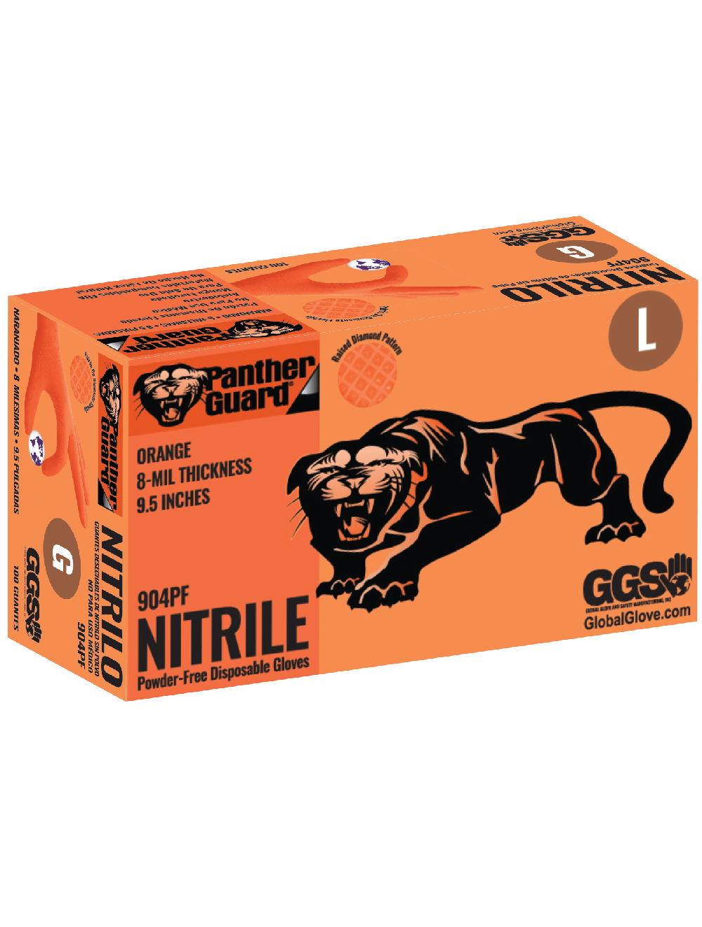 Panther-Guard® - 904PF - Disposable Gloves - nitrile coating - orange