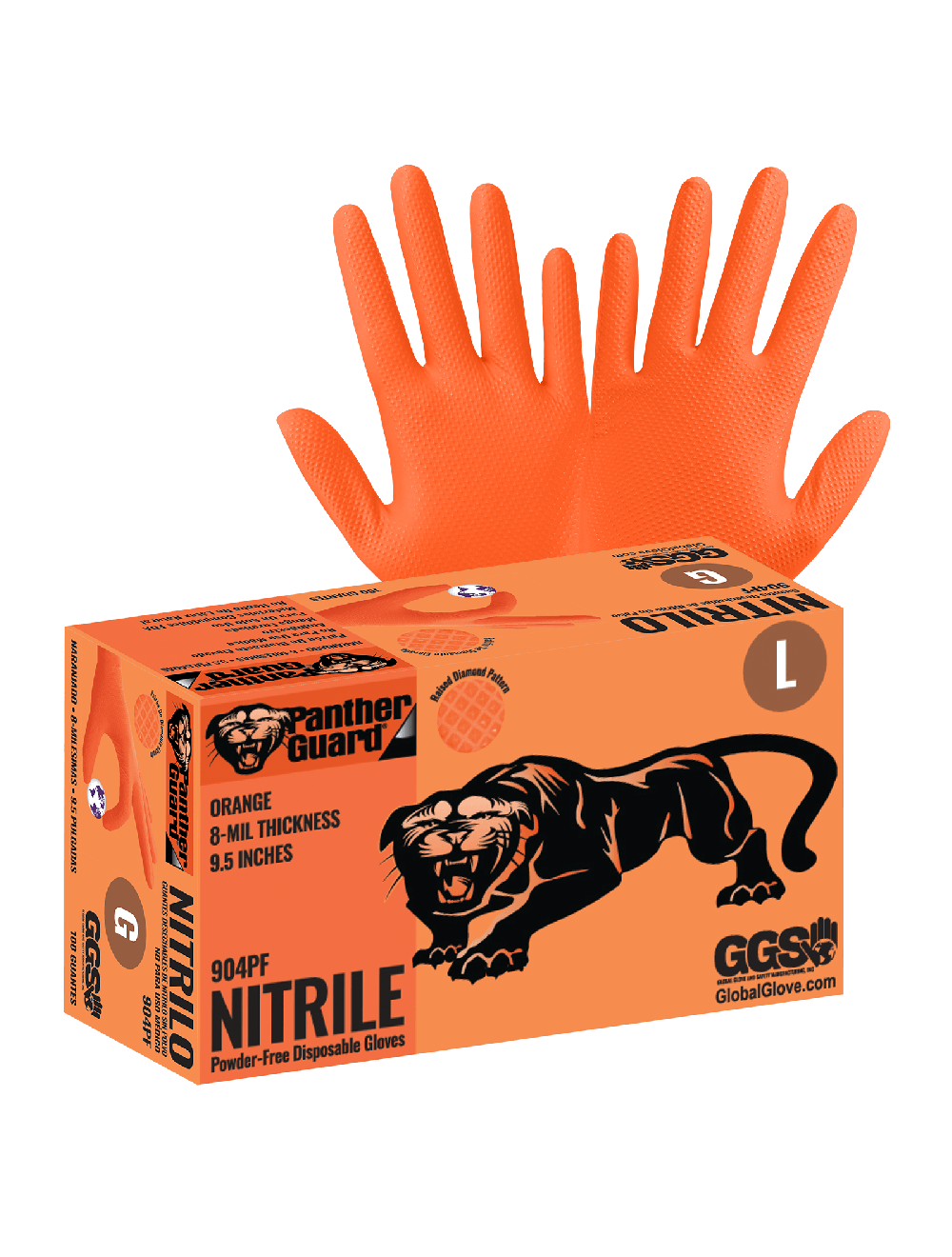 Panther-Guard® - 904PF - Disposable Gloves - nitrile coating - orange