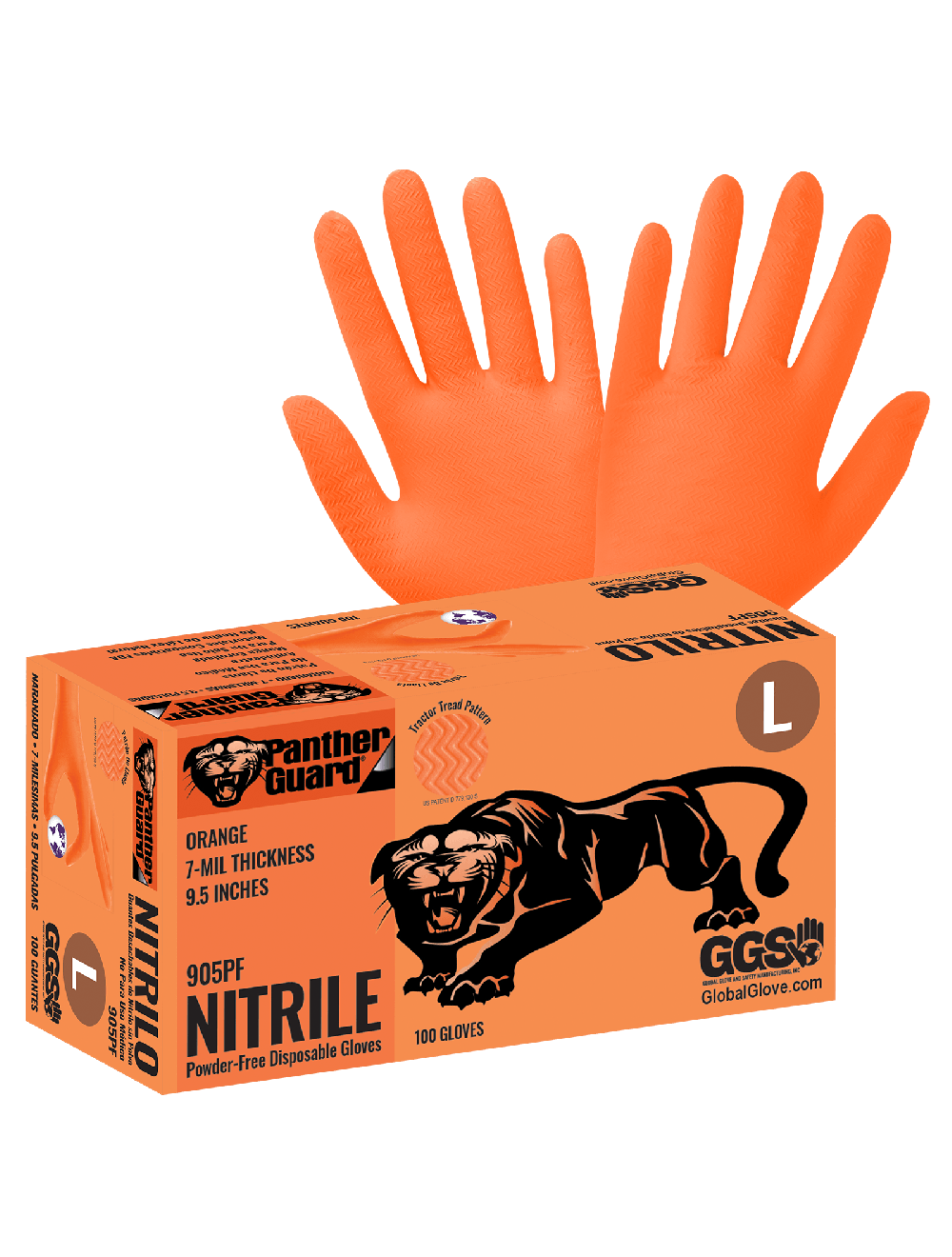 Panther-Guard® - 905PF - Disposable Gloves - nitrile coating - orange
