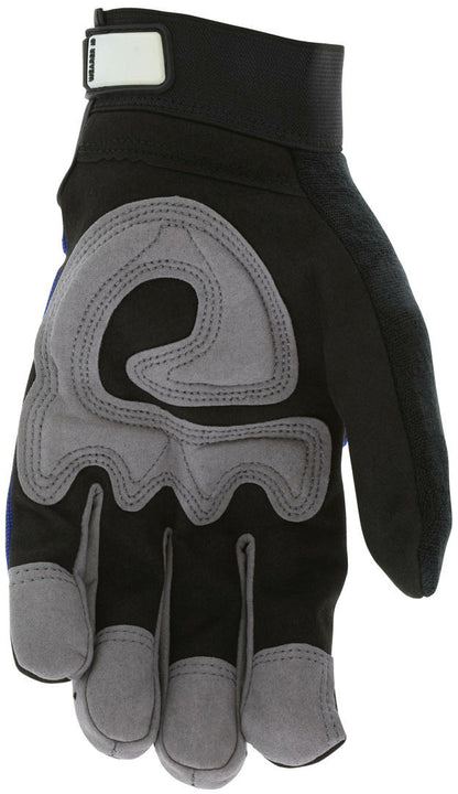 Mechanics Gloves, Synthetic Leather Palm, Padded, Adjustable Closure