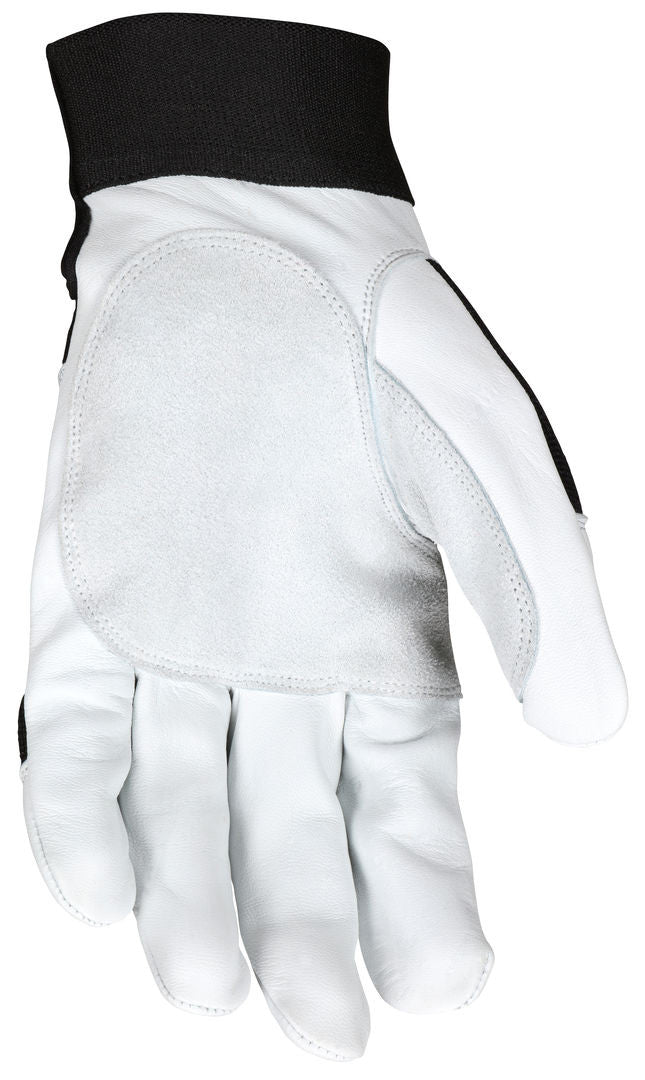 Mechanics Gloves, Grain Goatskin, Cowhide Double Palm, Hook-and-Loop Closure