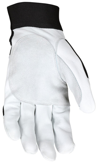 Mechanics Gloves, Grain Goatskin, Cowhide Double Palm, Hook-and-Loop Closure