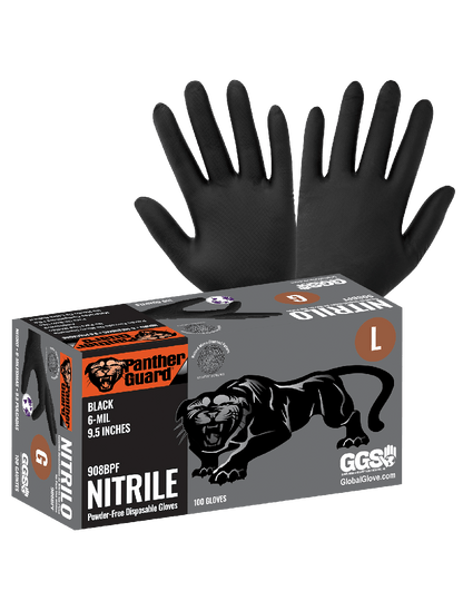 Panther-Guard® - 908BPF - Disposable Gloves - nitrile coating - black
