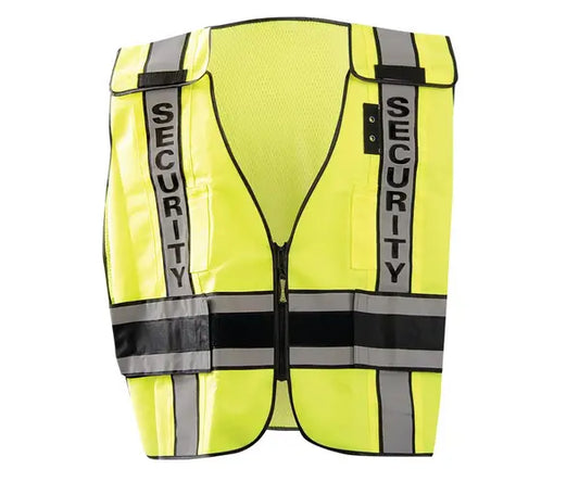 Occunomix Deluxe Solid/Mesh Breakaway Public Safety Vest W/Dor Security Hi-Vis Safety Vests Yellow R model LUX-DPSSE-DOR-R